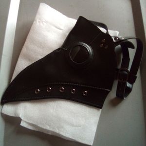 Steampunk Plague Doctor Beak Mask Black Faux Leather Masquerade